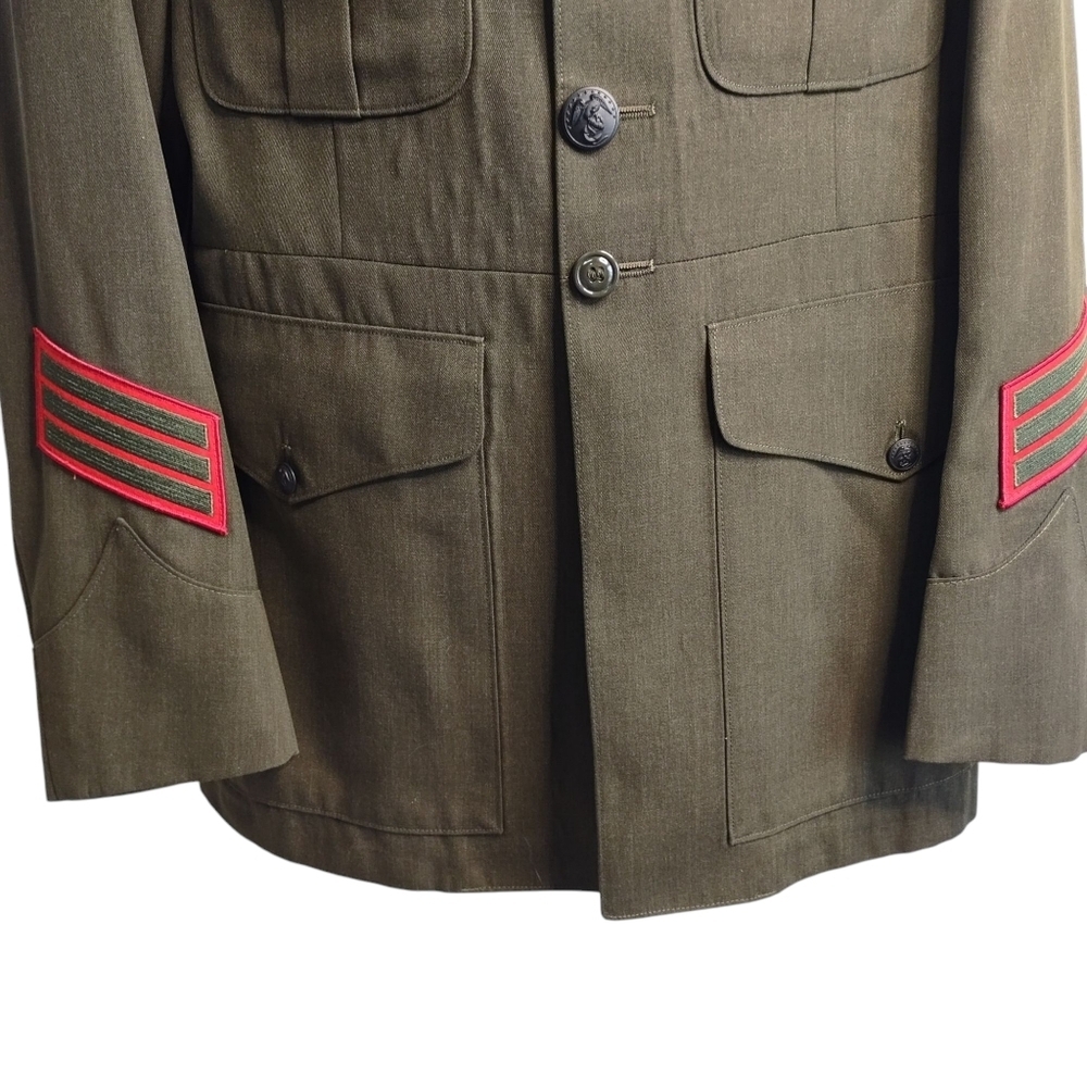 Vintage USMC Marine Corps Army Military Jacket Green Size 42R Vietnam War Era - Picture 4 of 9